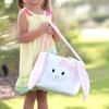 Easter Bunny Ears Handheld Basket - Plush Fabric for Eggs & Decor