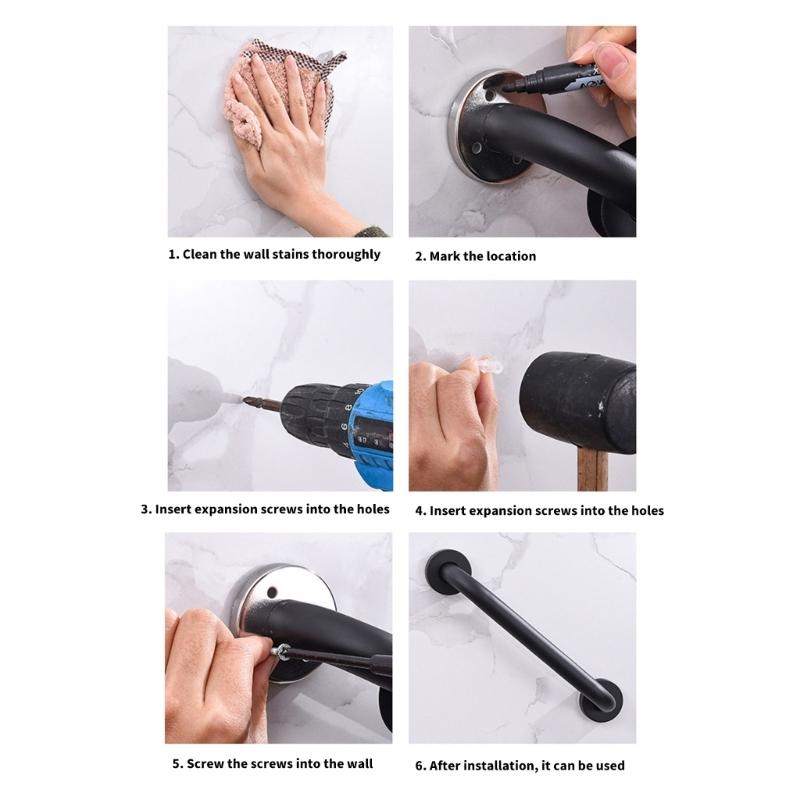 2 Stück Badezimmer Duschgriff Edelstahl Handlauf Duschsicherheits-Haltegriff für Badewannen und Duschen Einfach zu installieren