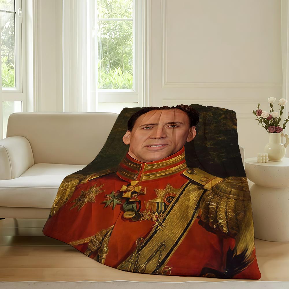 Lustiger Druck N-Nicolas C-Cage Decke Für Sofa Büro Bett Flugzeug Reisen Schlafen Lesen Entspannen Camping Weich Und Warm