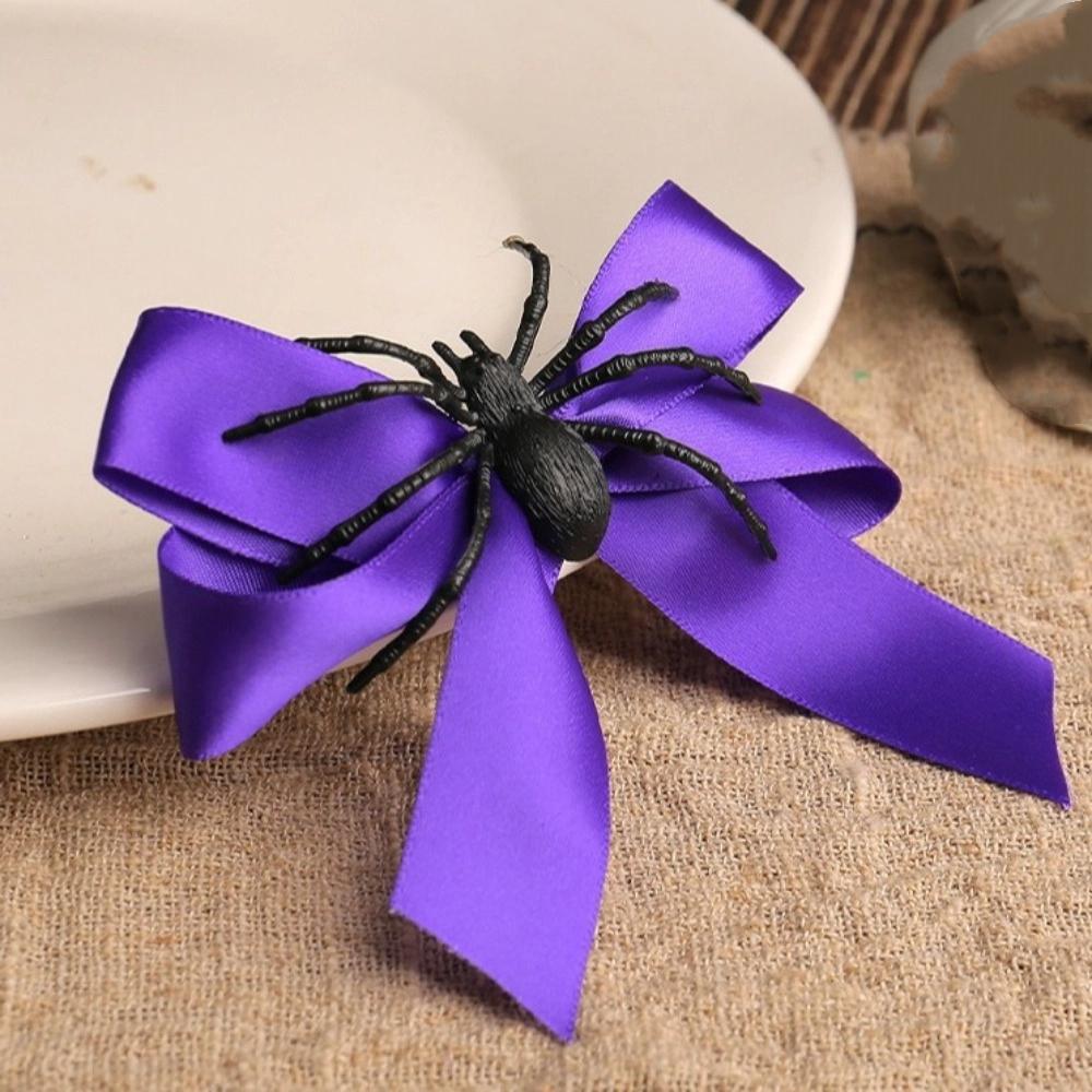 Plastic Spider Hair Clip Spider Theme Halloween Head Wear Bowknot Hairpin  Costume Party