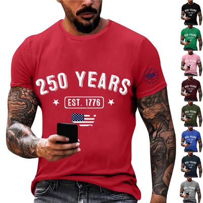 Men's Casual Loose Fit Short Sleeve T-Shirt with Independence Anniversary Print Soft Fabric Comfortable Crew Neck Tee for Everyday Wear