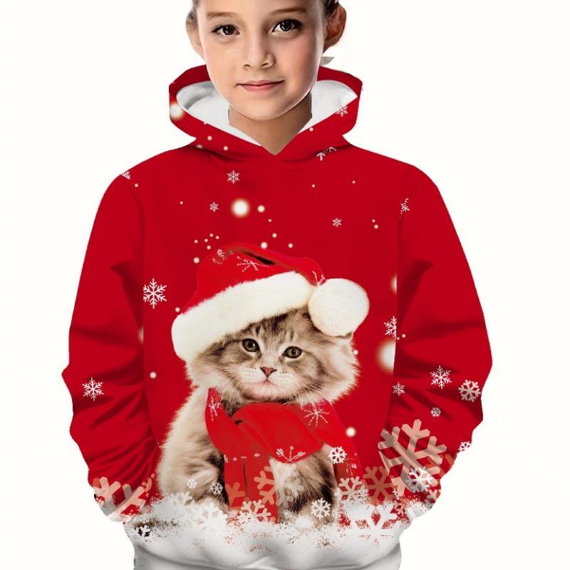 Kids Clothes Girl Hoodies Long Sleeve 3D Christmas Print Children Spring Fall Clothes Casual Cute Outdoor Boy Girl Clothes Tops