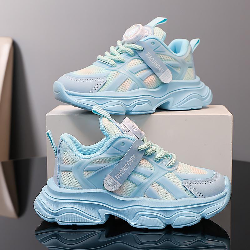 

Girls sneakers 2025 summer children s rotating button dad shoes medium older children s mesh shoes boys running shoes 30 синий