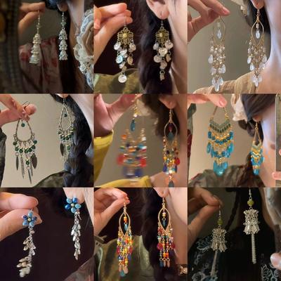 Ethnic Style Fringed Earrings Vacation Travel Photography Atmosphere Ear Hook Niche Versatile Earrings