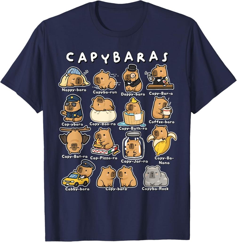 Capybara Puns Funny Animal Puns Men's Graphic Tee Cartoon Rodent Lover Shirt