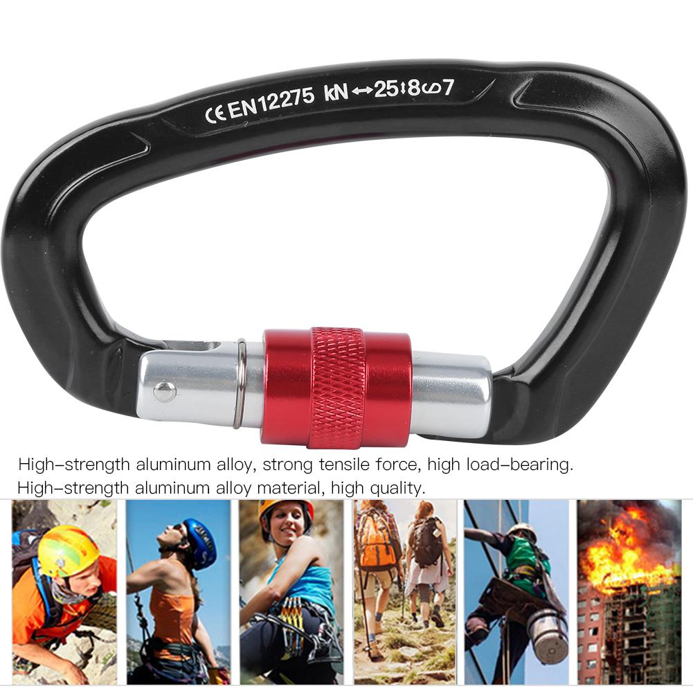 Outdoor Aluminium Alloy D Lock Hammock Backpack Cable   Rock Climbing Carabiner