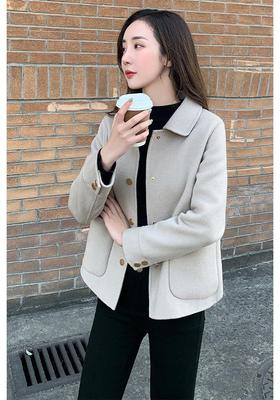 Dames Slim Fit Korte Wollen Jas voor Petite Maten - Veelzijdige Lente/Herfst Stijl, Buiten Seizoen Uitverkoop