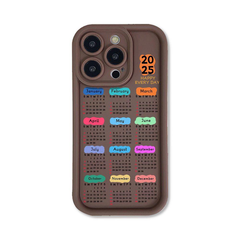 Applicable To iPhone17promax2026 Black Letter Calendar Mobile Phone Case 15/16 New 12 Fine Holes 17 All-inclusive 14
