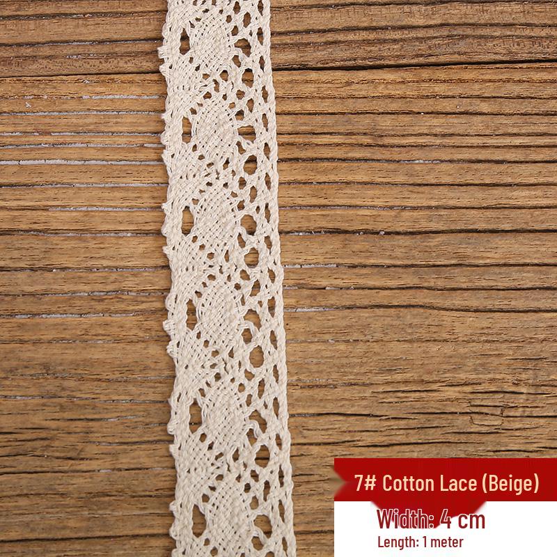 Handmade Off-White Elastic Cotton Lace for DIY Garment Accessories and Skirt Hem Decoration.
