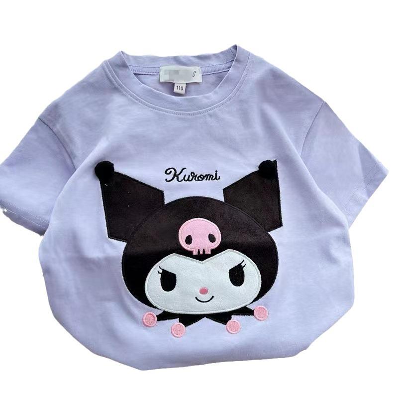 Tricou de desene animate pentru fete Kuromi & Cinnamoroll - Mânecă scurtă Melody Top casual