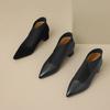 Krazing Pot Cow Leather Sheep Suede Winter Pointed Toe Med Heels Modern Boots Women Slip On Ankle Boots