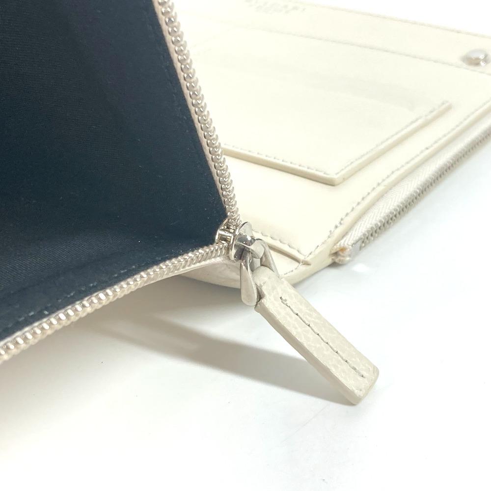 Bvlgari Fragment Logo Double Zipper Pouch Bag Clutch Bag Leather White/Black