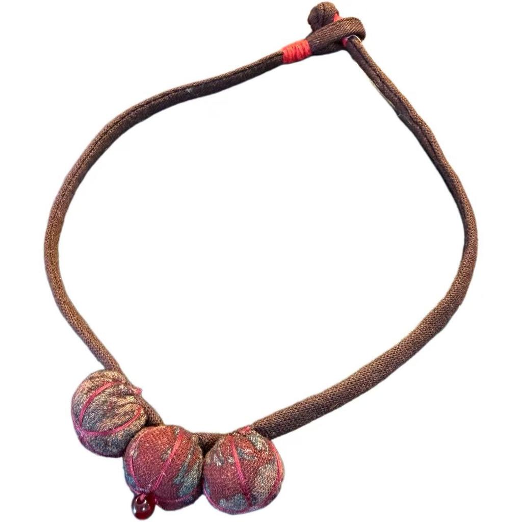 Handmade Fabric Art Three Pumpkins Women's Choker Necklace