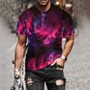Summer Round Neck 3D Psychedelic Swirl Pattern Print Top Fashionable Casual Short Sleeved Men's T-shirts