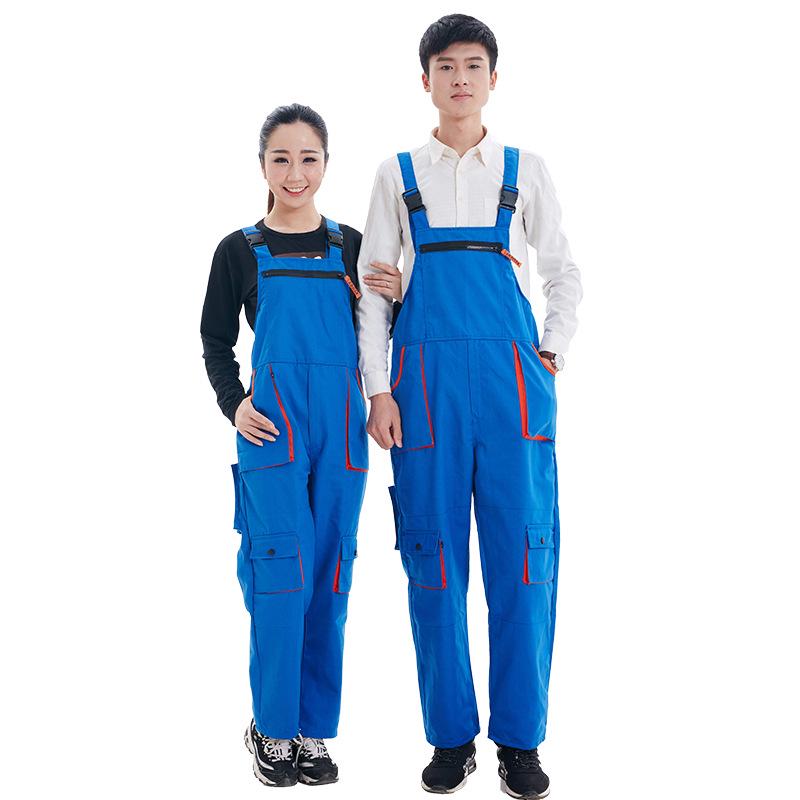 Korean-Style Gray Multi-Pocket Workwear Jumpsuit for Auto Repair and Labor Protection