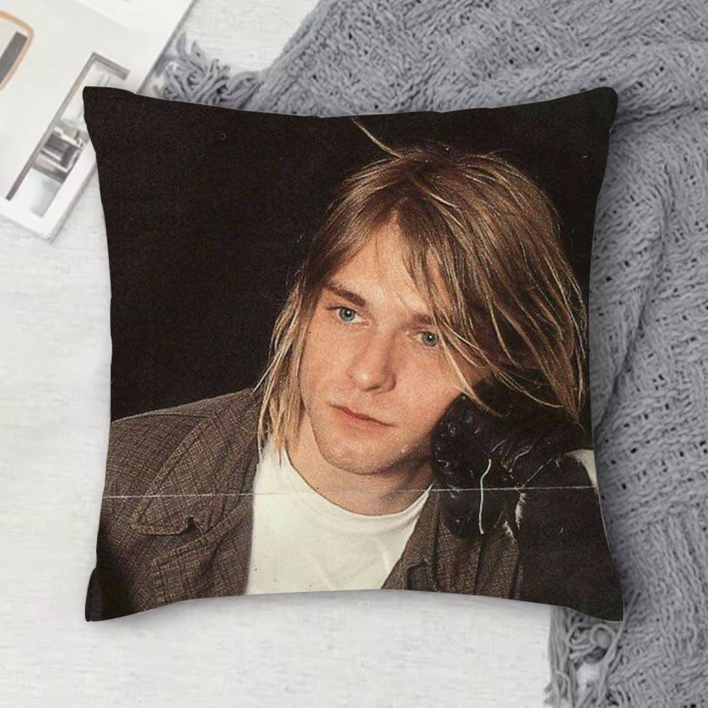 KKurt Cobain Doublesided Printed Square Decorative Cushion Cover for Sofa Living Room Home Decor