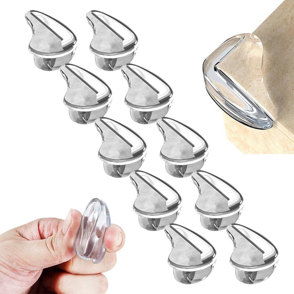 10Pcs Pre-Taped Adhesive Furniture Corner Guard Easy-to-Peel Tab Edges Safety Bumpers  Dining Table