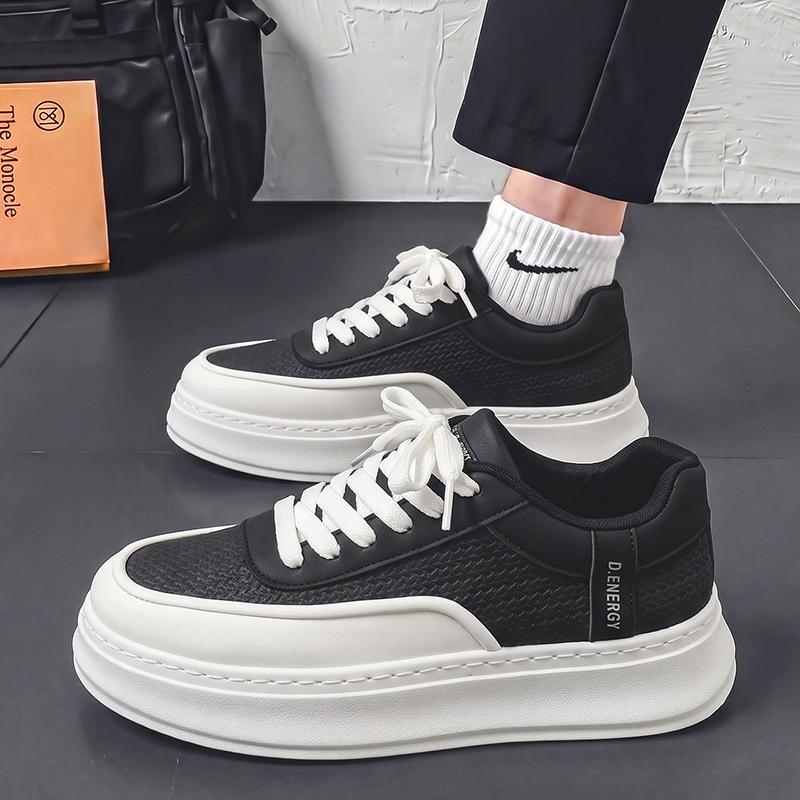 Men's Thick Sole Platform Sneakers Casual Board Shoes Fashion Lace‑up Skate Shoes All‑Match Daily Walking Shoes