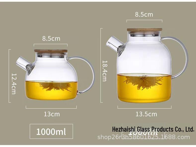 Borosilicate Glass Cold Water Pitcher with Filter and Bamboo Steel Lid