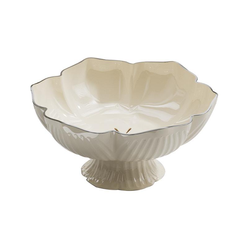 Deepening PET Drained Fruit Tray Home Living Room Tea Table Snack Storage Tray Light Luxury Fruit Candy Tray Gold Stamping Edge