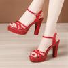 Size 32-43 Woman High Heels Sandal Ladies Summer Women Office Party Shoes Female Patent Leather Platform Heel Elegant Sandal