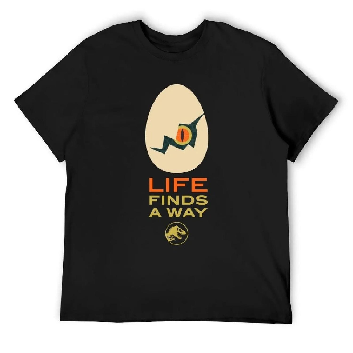 

Jurassic Park Life Finds A Way Retro Mid-Century Raptor Egg Poster T-Shirt blacks oversized Men s cotton t-shirt XXXXXL чёрный