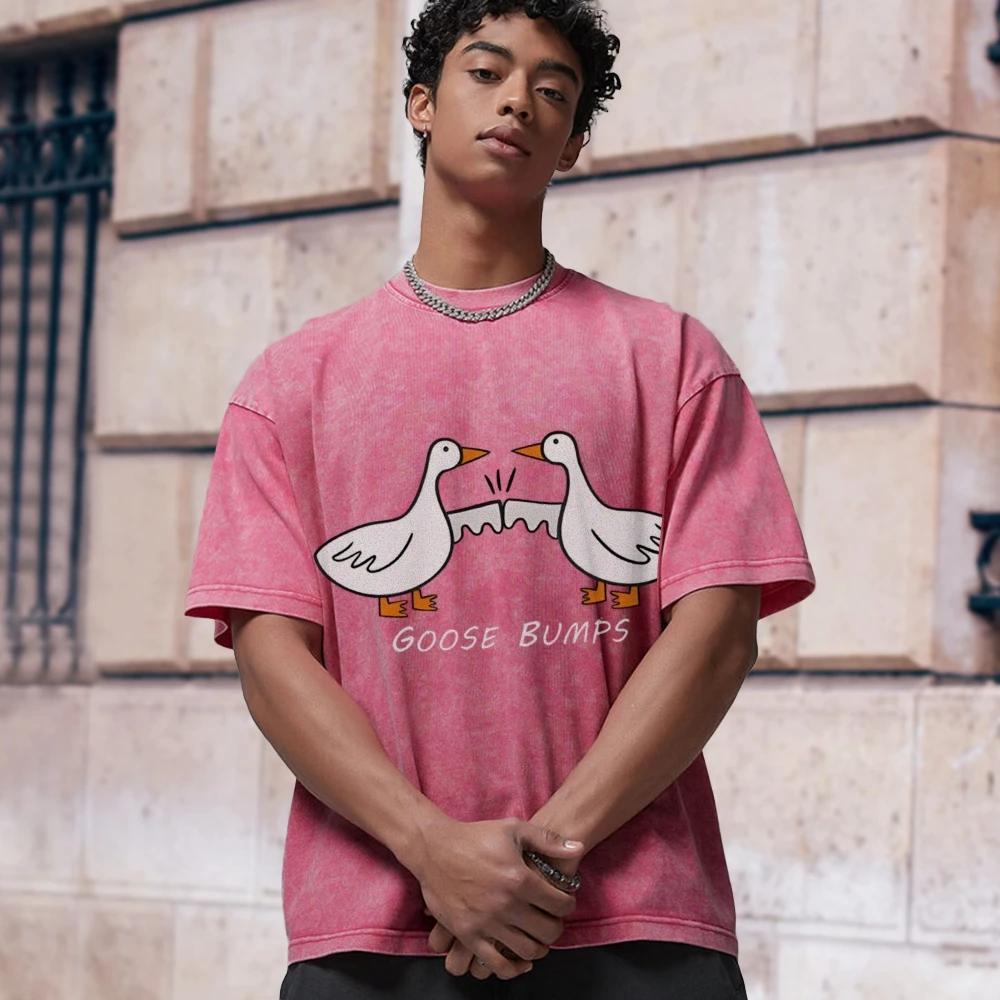 Cute Goose Graphic T-Shirts Tops Oversized Summer for Women Men Female Streetwear Tees Unisex Basic Solid Young Cool