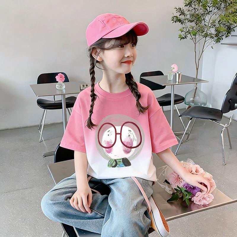 Girl's Cartoon 3D Printed Short Sleeved T-shirt Summer Cute Girl Sweet Top