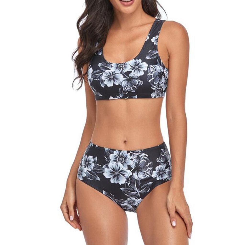 Women's Fashion Sexy Tie-dye Print High Waist Split Swimsuit Bikini