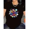 European Size Womens Bingo Night Graphic T Shirt Black White Polyester Crew Neck Soft Comfortable Star Dice Print Vibrant Bingo Themed Casual Indoor