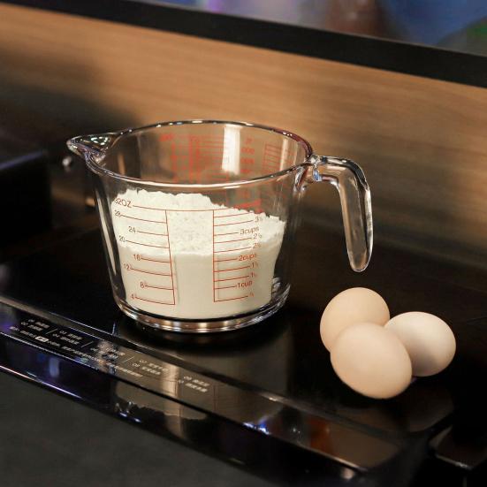 Yousheng Glass Measuring Cup Triple Measurement Scale Cup Heat Resistant Microwave Safe Kitchen Tools with V-Shaped Spout And Ergonomic Handle