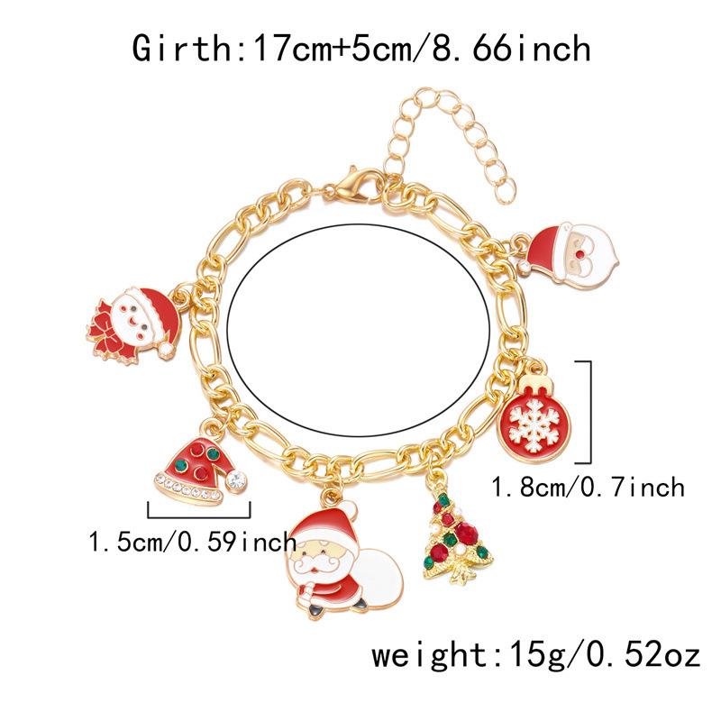Christmas Bracelet for Women Fashion Elegant Christmas Tree Santa Snowflake Pendant Beaded Bracelets Holiday Party Jewelry Gift for Girls