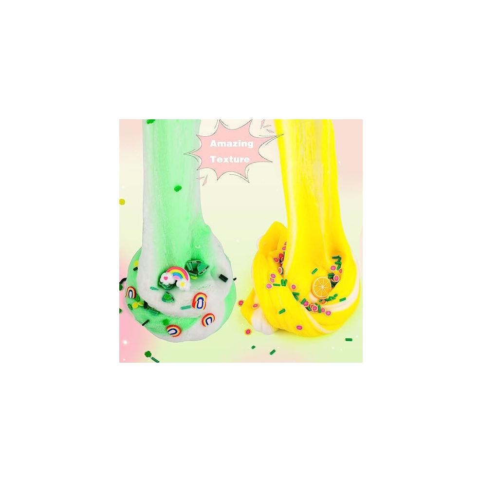 Cloud Slime Kit 5 Pack, with Stitch Peachybbies Rainbow Lemon Coffee Slime Charms, Fluffy Slime for Girls and Boys, Stress Relief Toy for Kids
