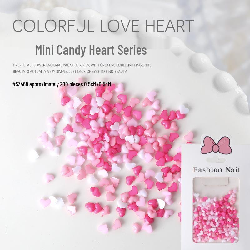 3D Cartoon Macaron Candy Color Heart Nail Charms - 200 Pieces