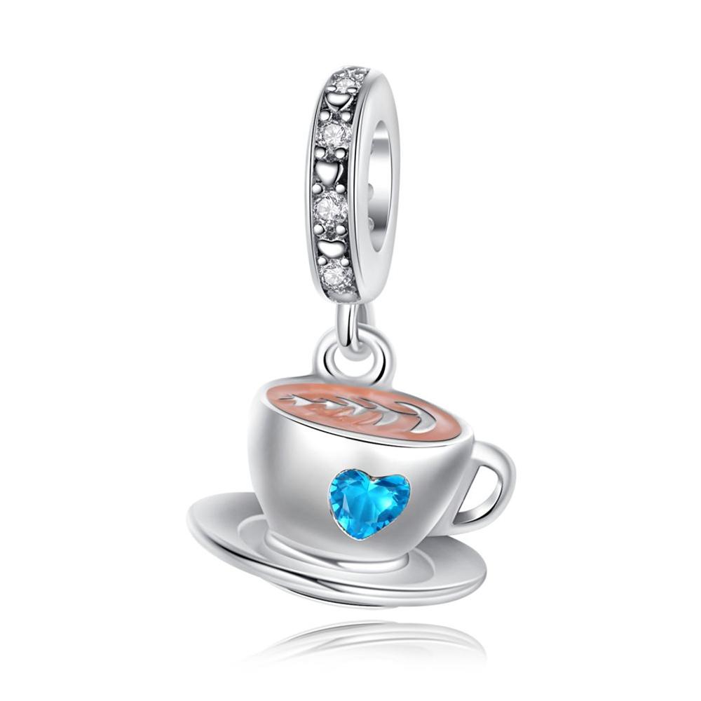 Exquisite Copper Color Coffee Cup,Champagne & Cake Dangle Charm Fits Brand Bracelet Kids Jewelry Necklace Pendant