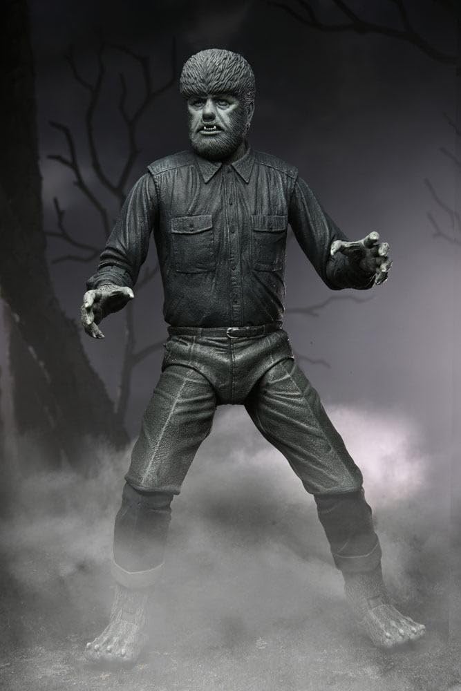 NECA Universal Monsters Ultimate Wolfman Figure - B&W 7-inch