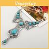 Pendant Vintage Turquoise Necklace With Alloy Chain And Multilayer Design