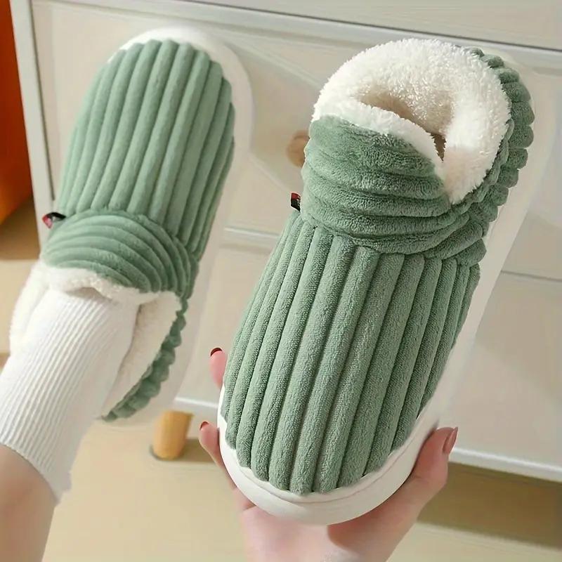 Winter Plush-Lined Slipper Boots for Women - Thick Sole, Indoor/Outdoor Warmth, Soft Fabric,EVA Sole, Hand Washable