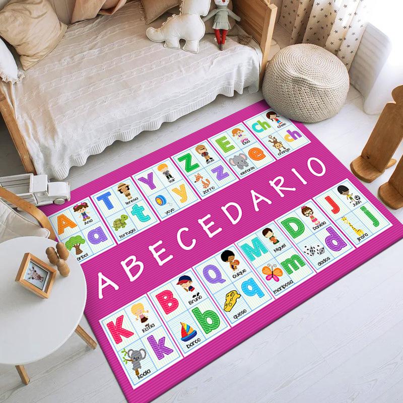 Kids Alphabet Learning Rug Non-Slip Educational Floor Mat for Children's Room Bedroom Classroom Cartoon ABC Carpet for Toddlers