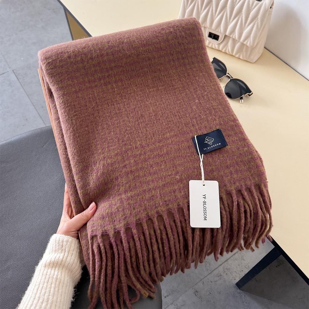 Korean Double Side Imitation Cashmere Scarf Winter Women Scarves Shawl Ladies Long Thickened Warm Knitted Scarf Hijab Stole