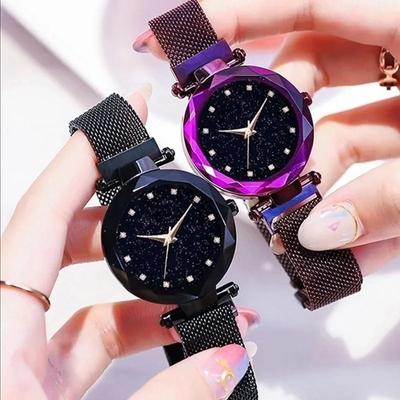 Montres de luxe ciel étoilé pour femmes, bracelet strass, montre à quartz, montre-bracelet fine en acier avec boucle magnétique