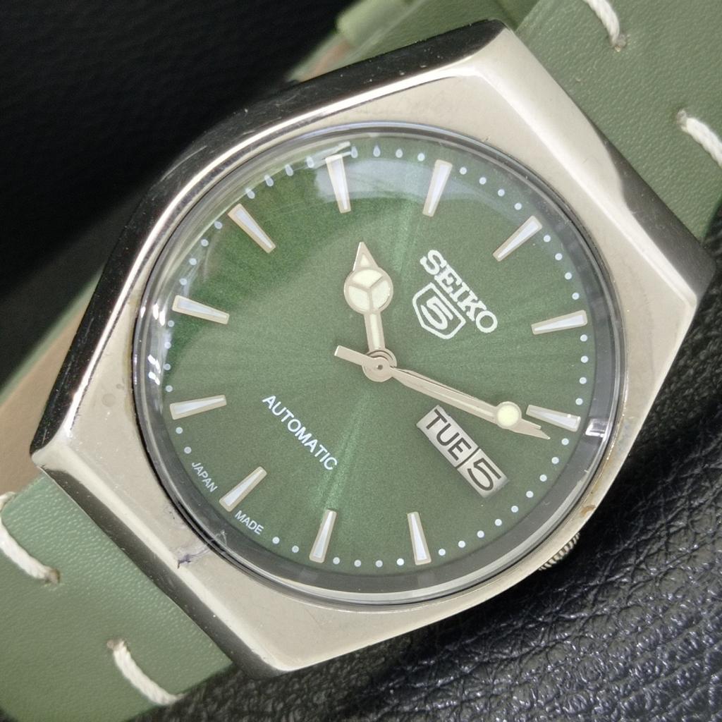 

VINTAGE SEIKO 5 AUTOMATIC JAPAN 6309A MENS GREEN COLOR DIAL WATCH a701386-5 R206a-a701386