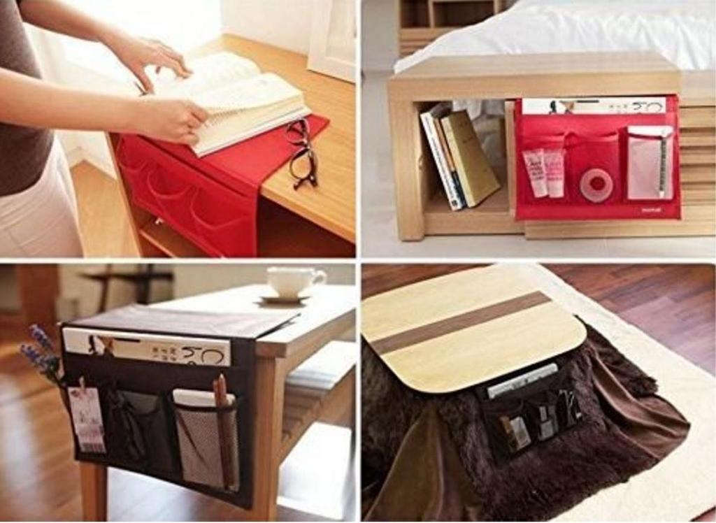 XSAJU This is a convenient storage item Bedside Pocket Rack for organizing remote controls and small items (Navy)