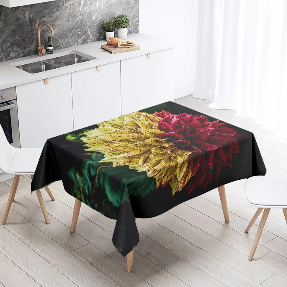 Rose Flower Tablecloth Restaurant Table Decoration Wedding  Anti-Stain Rectangular  Home