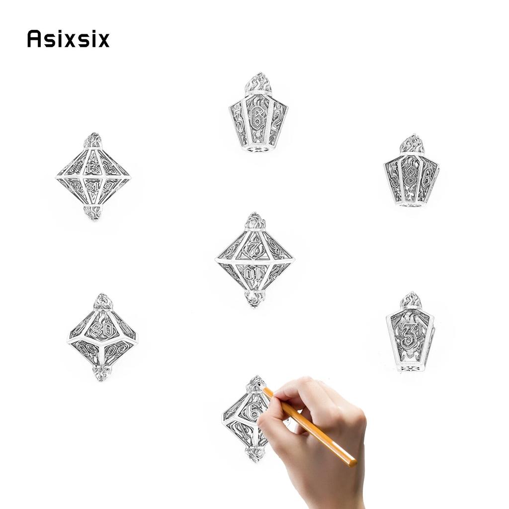 7-teiliges Würfelset aus Kupferflammenmetall mit hohlem polyedrischem Metall, geeignet für Rollenspiele, RPG-Brettspiele, Kartenspiele