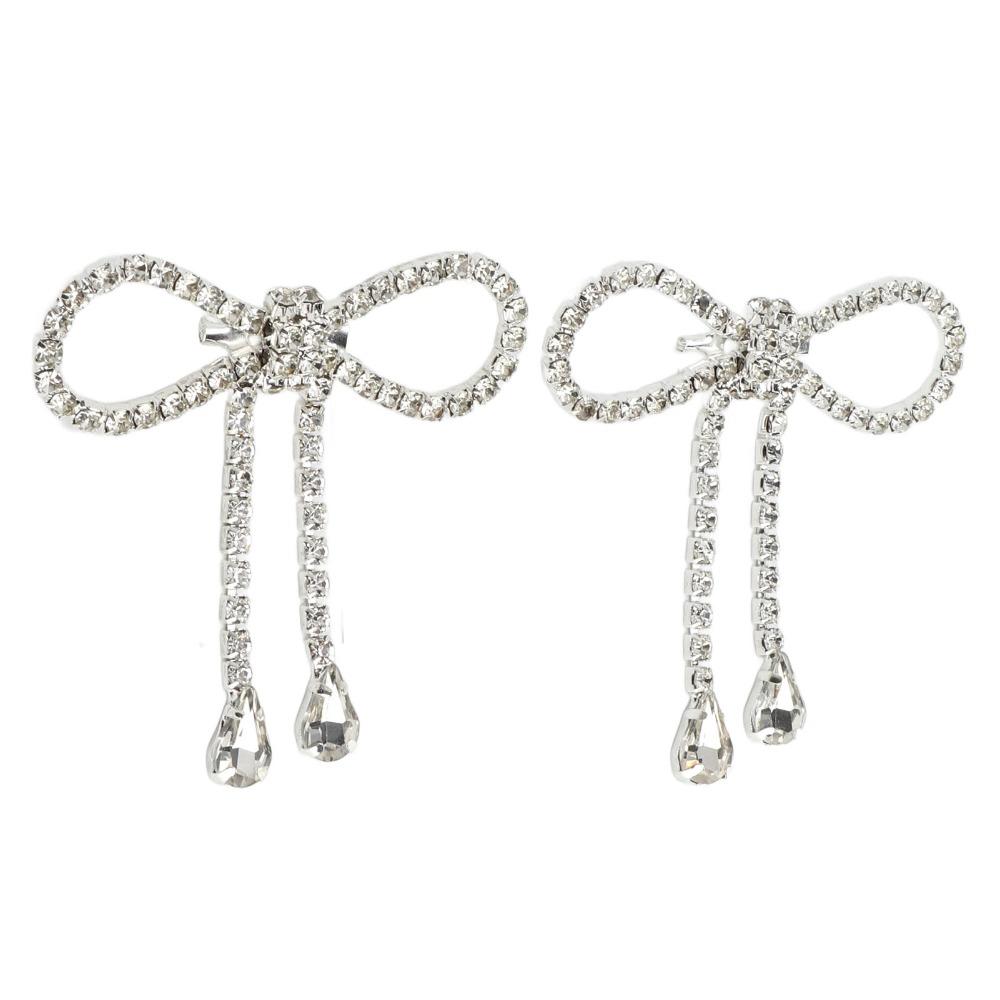 2pcs Tassel Design Rhinestone Bow Brooch Rhinestone Design Bowknot Brooch Pin Weddings