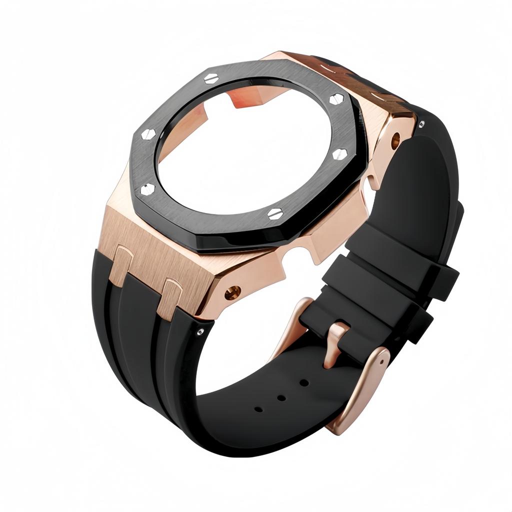 GMA-S2100 Mod-Kit für Casio G-SHOCK GMA S2100 Damen Edelstahl Metallgehäuse Gummi-Uhrenarmband Modifizierte Uhrenarmband-Zubehörteile