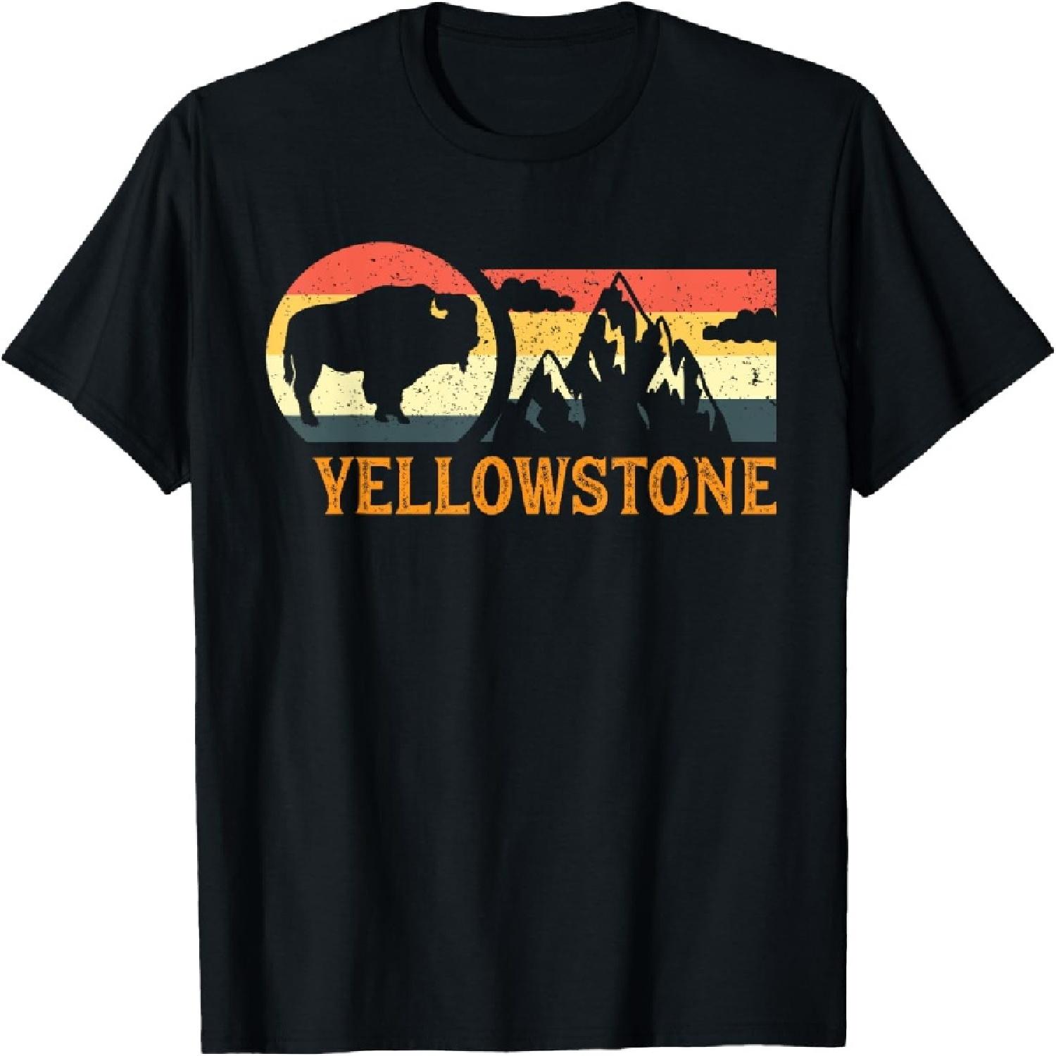 Yellowstone National Park Retro Bison And Mountain Adventure T-Shirt XXXXXL разноцветный