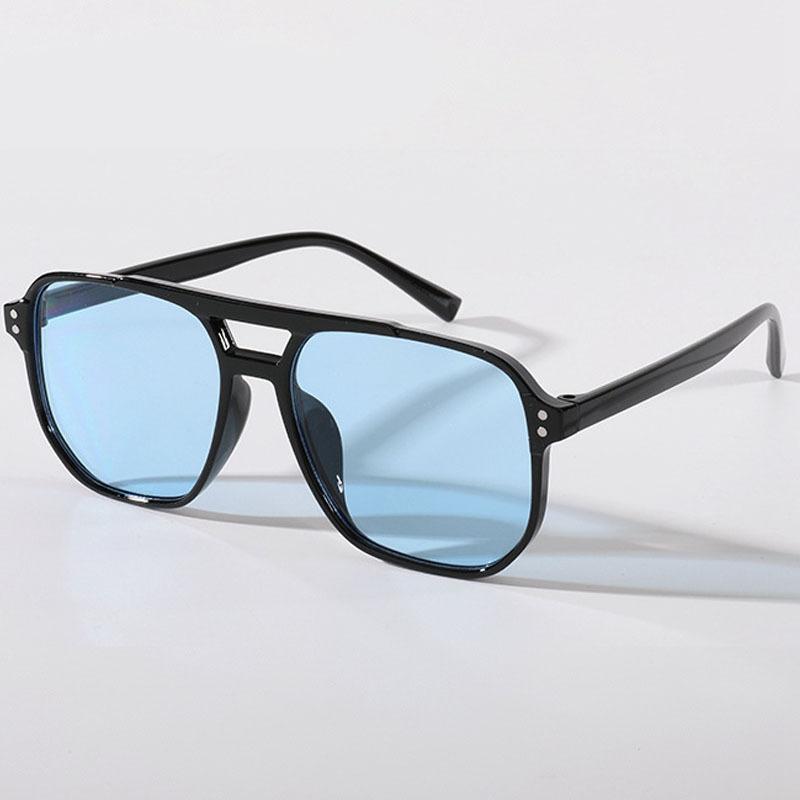 Retro Fashion Sunglasses for Women, Double Beam Sunglasses Simple Large Frame Personalized Ocean Glasses