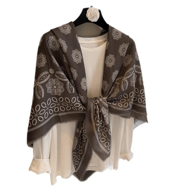 Square Scarf Travel Fashion Printing With Shawl Spring And Summer Fashionable Niche Messy Shawl Ethnic Style Personalized Scarf